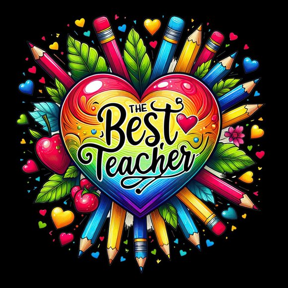 Best Teacher 11oz Coffee Mug, Colorful Teacher Mug, Teacher Appreciation Gift - Picture 2 of 5